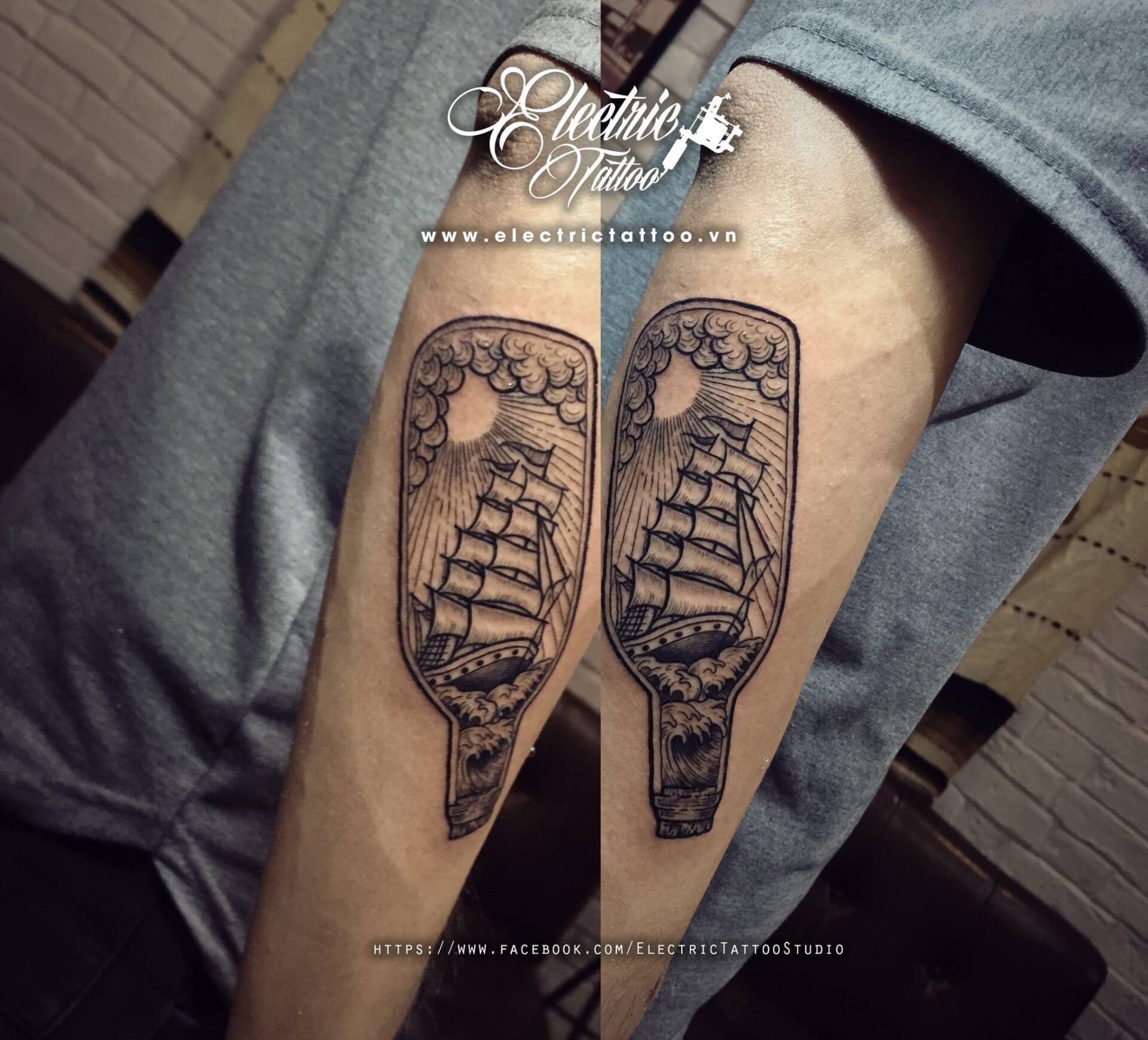 Hình xăm con thuyền Rapper Đen Vâu tại Electric Tattoo