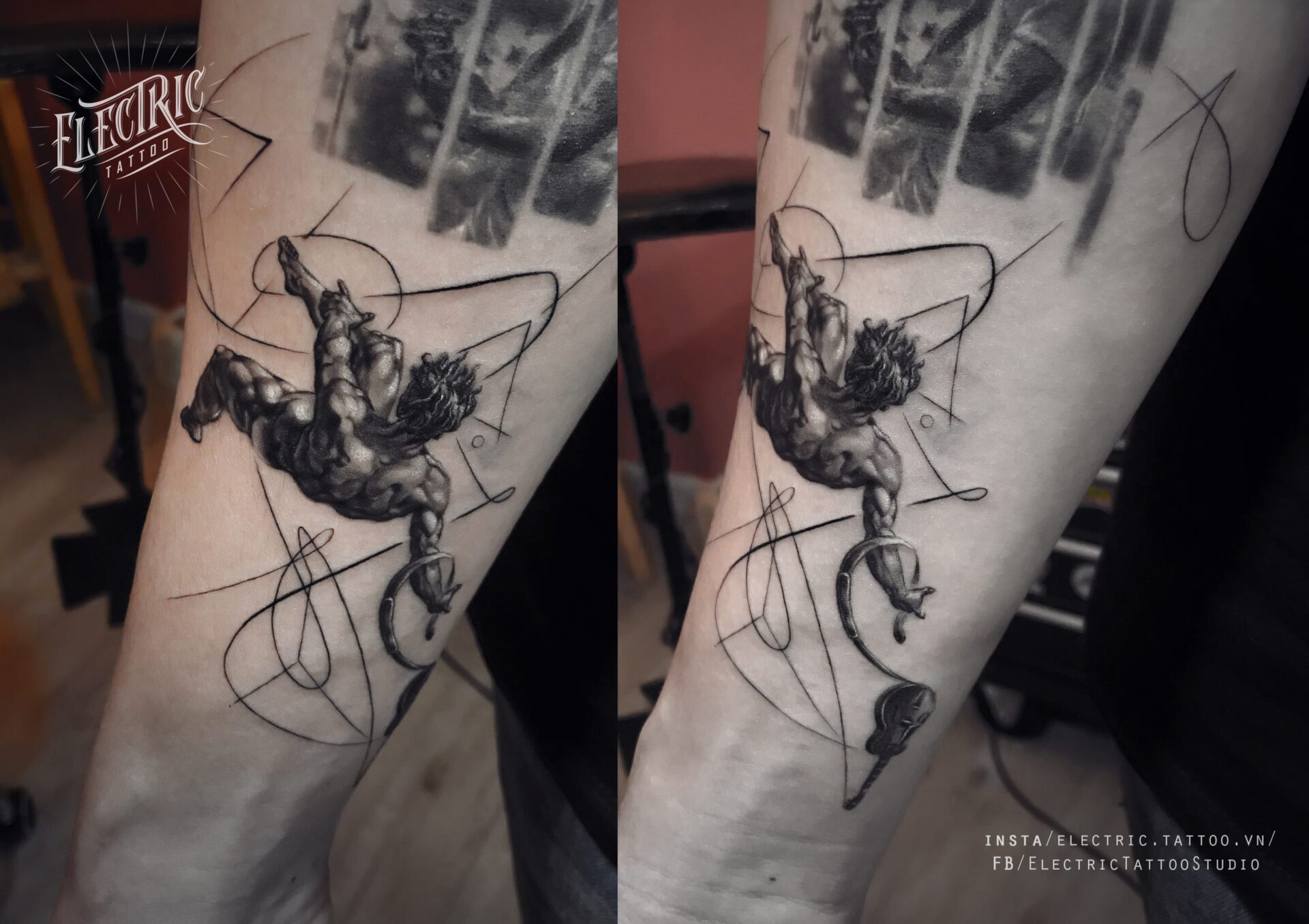 Hình xăm của Vũ. Electric Tattoo